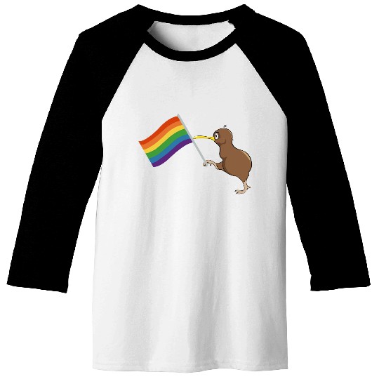 Rainbow Kiwi Pride Baseball Tees