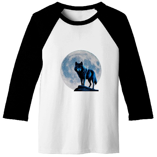 Wolf howling at the moon graphic Baseball Tees