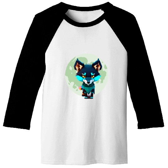 Cute Wolf Moon Graphic Baseball Tees