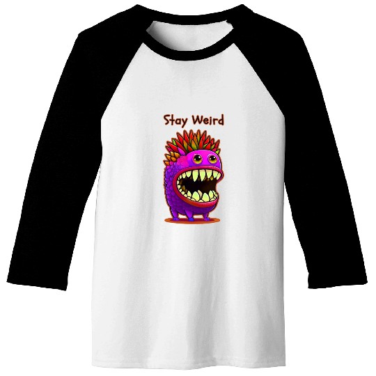Stay Weird Monster Doodle Violet Baseball Tees