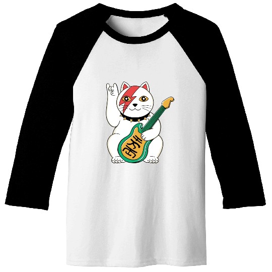 Lucky Cat Guitar Guitarist Baseball Tees
