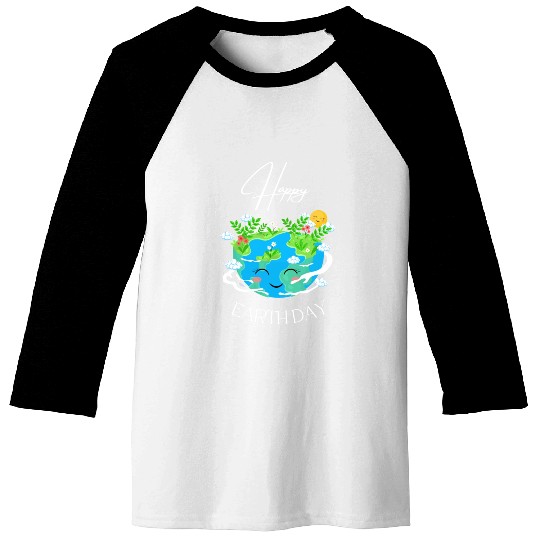 Green and Blue Happy Earth Day Baseball Tees