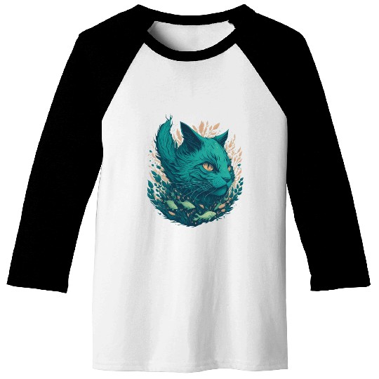 Great Green Beast Cat Funny Design Baseball Tees