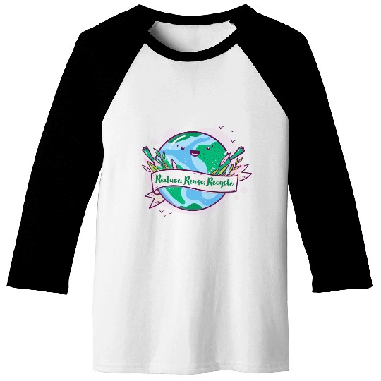 Reduce, Reuse, Rescue Quote with earth Graphic Baseball Tees