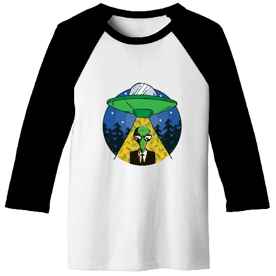 Alien Money Investing Money Lover Space Abduction Baseball Tees