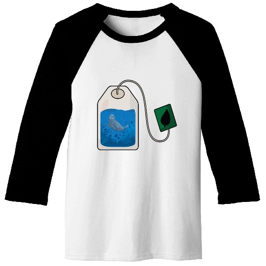 Funny seal swimming in a tea bag Baseball Tees