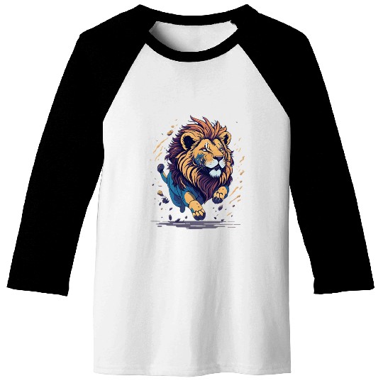 Running furious lion Baseball Tees