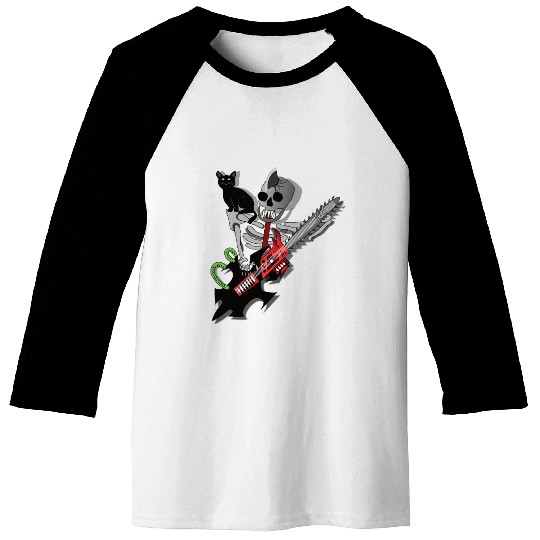 Human Skeleton guitarist with his cat Baseball Tees