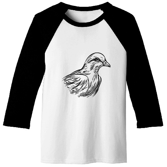 Elegant Dove In Tattoo Style Lines Baseball Tees