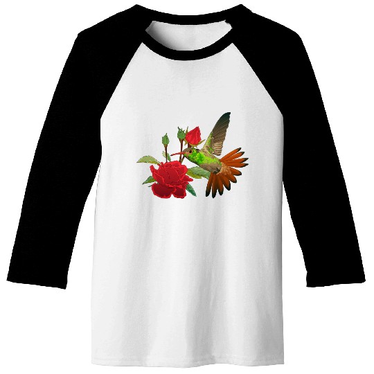 Hummingbird With Flower Baseball Tees