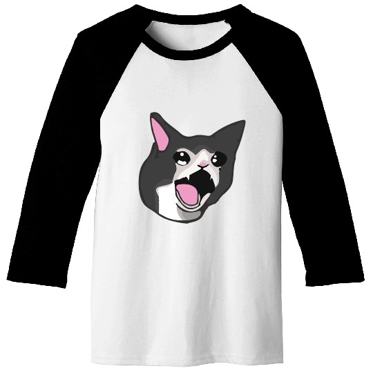 Yamero Crying Screaming Cat Meme Cute Japanese Baseball Tees