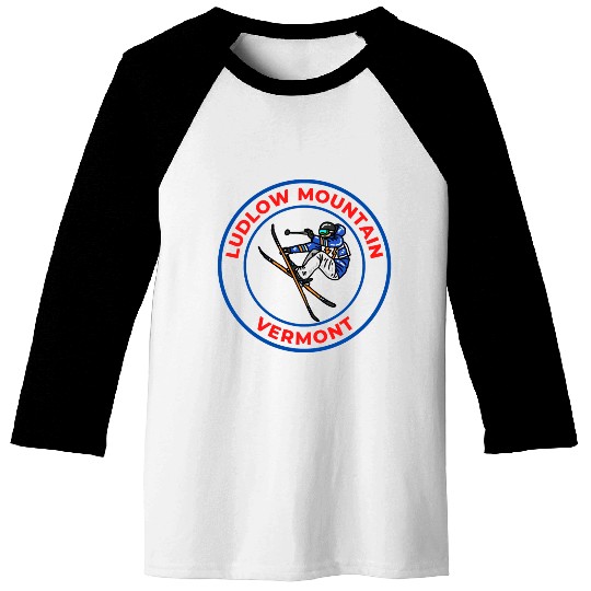 Retro Cool Skiing Ludlow Mountain Vermont Souvenir Baseball Tees