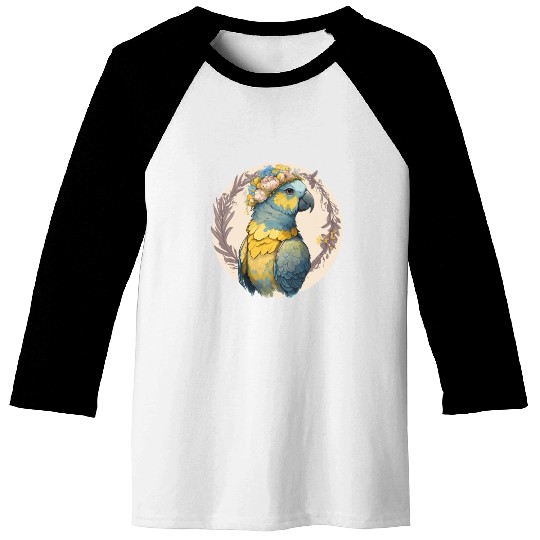 Yellow Blue Ara Macaw Flower Crown Parrot Parakeet Baseball Tees