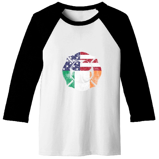 St Patricks Day Firefighter Irish American Flag Baseball Tees