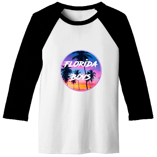 Florida Boys Palm Trees Sunset Baseball Tees