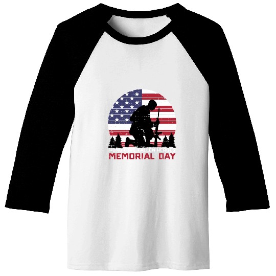 Honor The Fallen Heroes Memorial Day Us Flag Baseball Tees