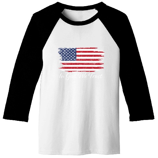 In God We Trust Us Flag Patriotic Baseball Tees