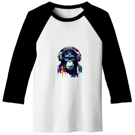 Banksy DJ Monkey with Headphones Baseball Tees