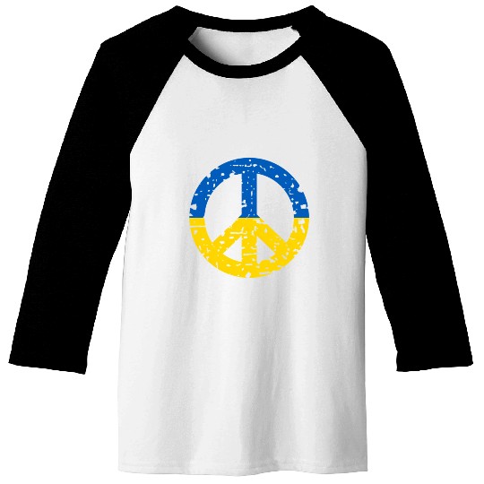 Ukraine Peace Sign Ukrainian Flag Colors Baseball Tees