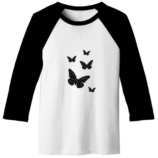 Black glittery butterflies monarch Baseball Tees