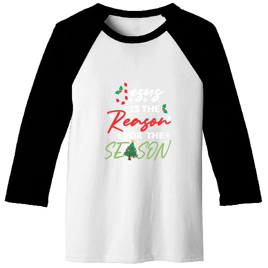 Jesus Is The Reason For The Season Candy Cane Baseball Tees