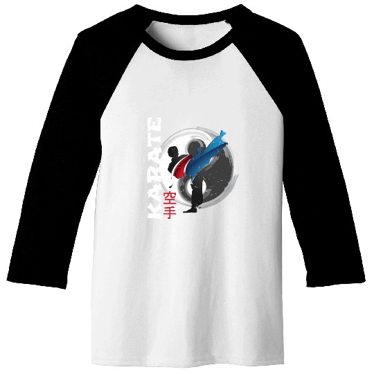 Martial Side Kick Ying Yang Karate Baseball Tees