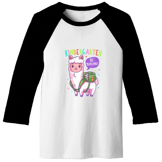 Llama Kindergarten No Probllama Back To School Baseball Tees