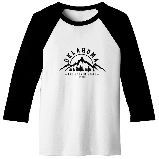 Oklahoma The Sooner State Est 1907 Mountains Baseball Tees