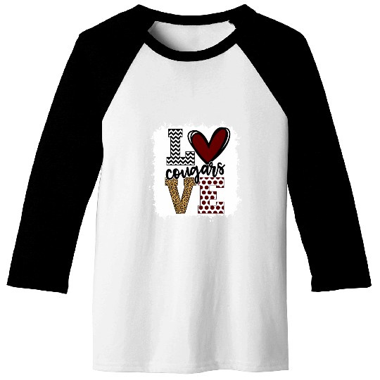 Cougars Mascot Love School Spirit Fantastic Baseball Tees