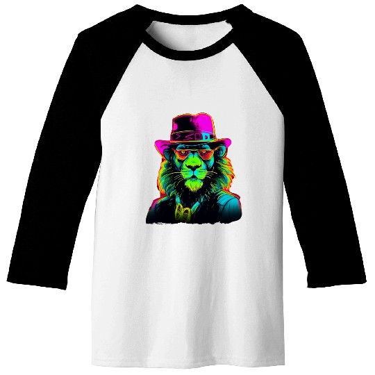 Neon gangster lion Baseball Tees
