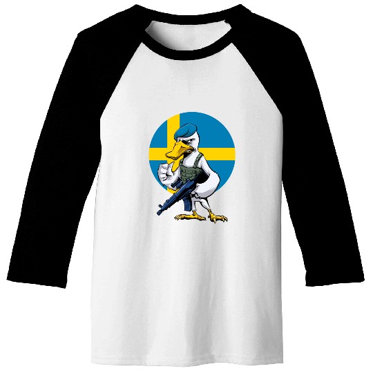 Swedish Swan Trooper Cartoon Baseball Tees