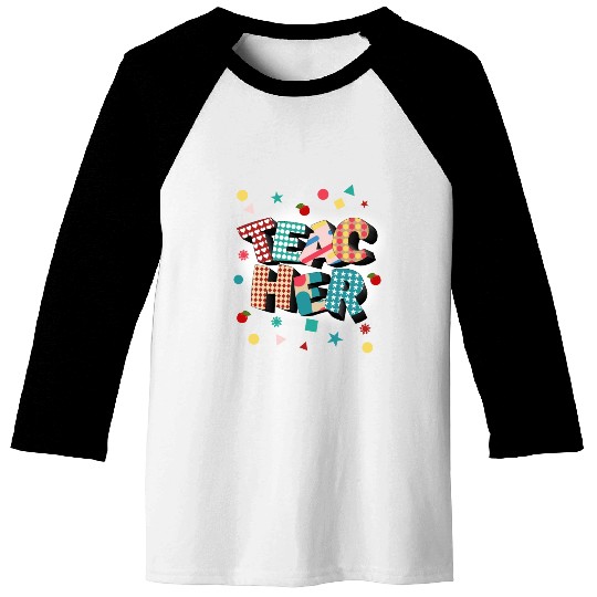 Teacher typography Baseball Tees