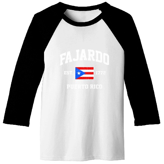 Fajardo Puerto Rico Boricua Flag Athletic Style Baseball Tees