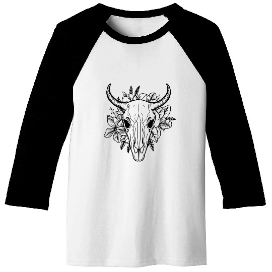 Cow Skull Boho Baseball Tees