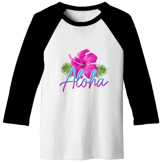 Aloha Hawaiian Islands Hawaii Surf Hibiscus Baseball Tees