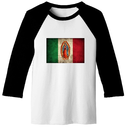 Our Lady Virgen De Guadalupe Mecan Flag Baseball Tees