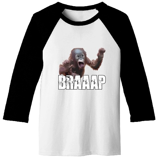Braaap Monkey Face Riding A Motocross Baseball Tees