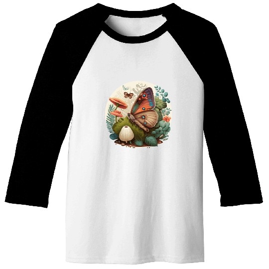 Cottagecore Butterfly Mushroom Plants Botanic Herb Baseball Tees