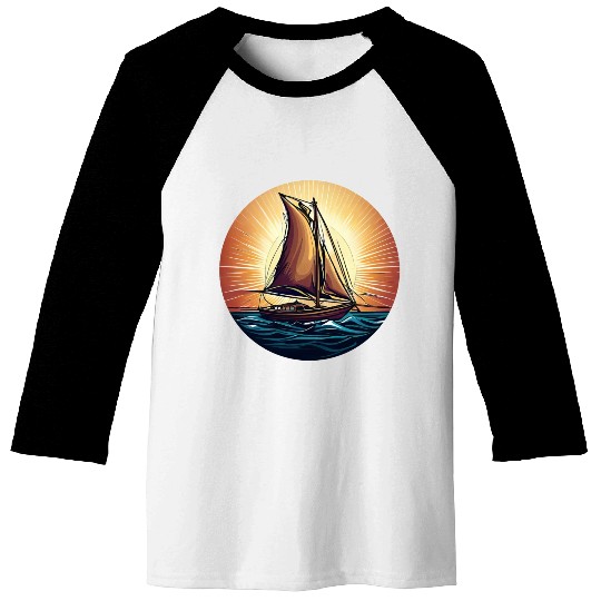 Sailboat in Sunset Baseball Tees