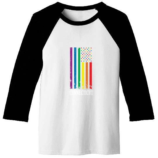 Connecticut Pride Month Pride Flag LGBT Community Baseball Tees