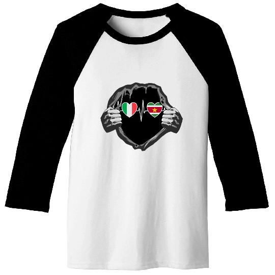 Italy And Suriname Surinam Flag Baseball Tees