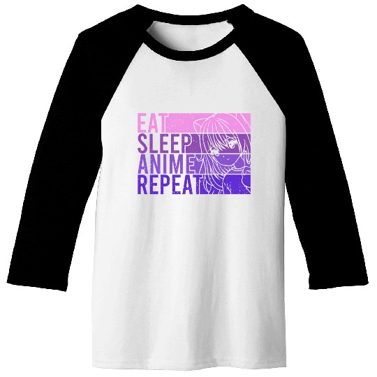 Anime Baseball Tees Eat Sleep Anime Repeat Anime