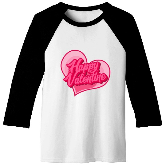 Happy Valentine typography Baseball Tees