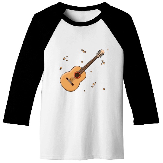 Cute Guitar Player Gift Kids Print Baseball Tees