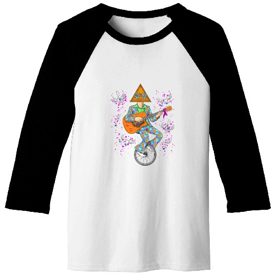 Psychedelic Hippie Pyramid Playing Guitar Music Baseball Tees