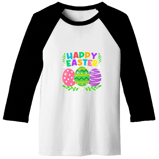 Happy Easter Day Bunny Eggs Easter Baseball Tees