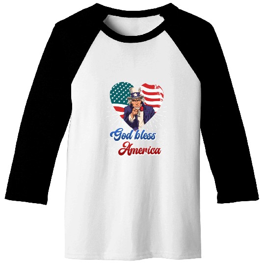 God Bless America Independence Day 4th July USA Baseball Tees