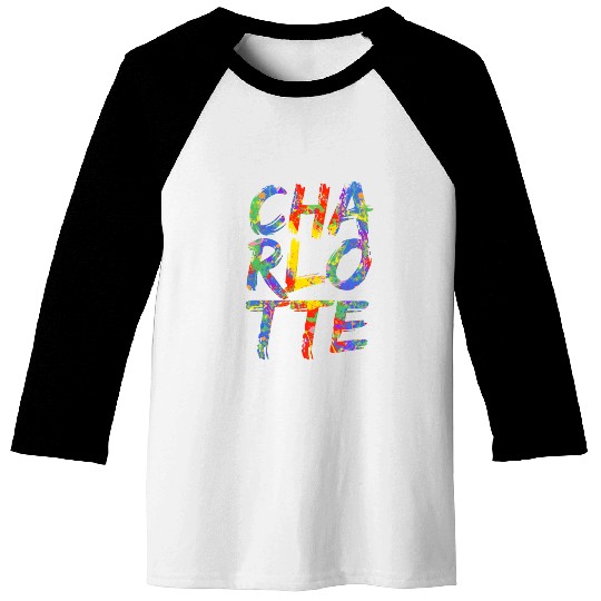 Charlotte Artwork Colorful Rainbow Carolina Baseball Tees