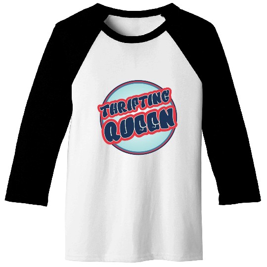 Thrifting Queen red blue Baseball Tees