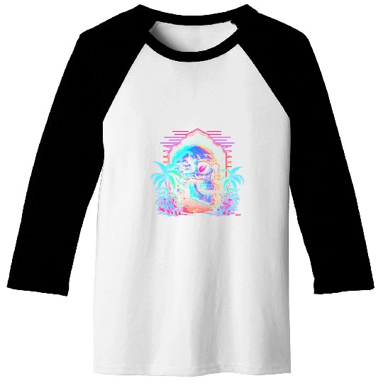 ull Vaporwave Retrowave Aesthetic Synthwave Baseball Tees